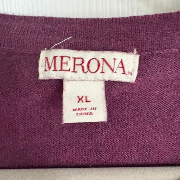 Merona Sequin Button Up Sweater Purple XL - Picture 2 of 9